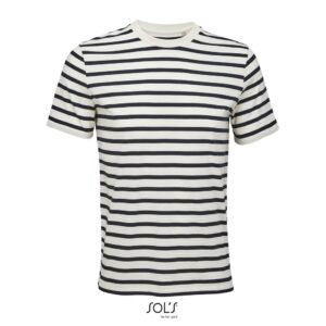 SOL'S Legend Unisex Οργανικό T-shirt Ριγέ (Off-White/Navy)